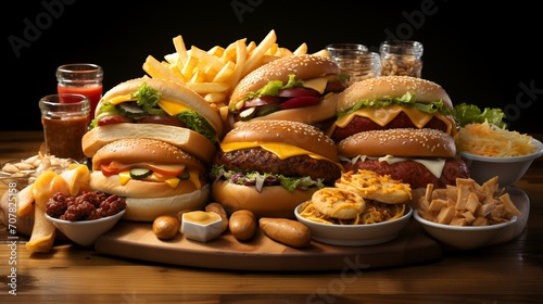 Collection of Different Fast Food, Including French Fries photo