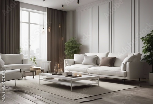 Interior of living room with white sofa 3d rendering © ArtisticLens