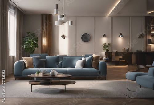 Interior of living room with sofa panorama 3d rendering © ArtisticLens