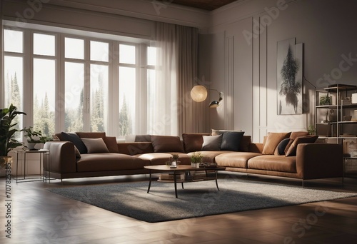 Interior of living room with sofa rendering © ArtisticLens