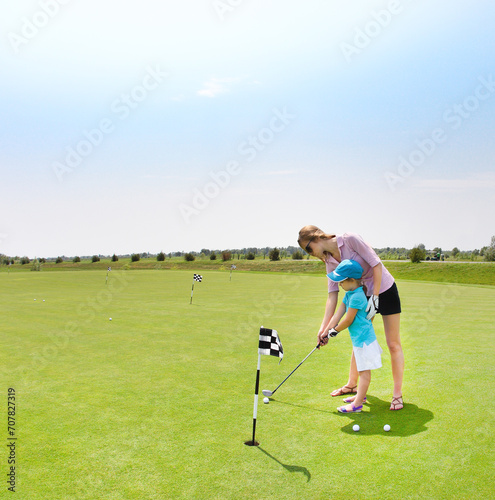 Mother and daughter at the golf course