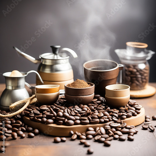Coffee Beans with Props for Making Coffee