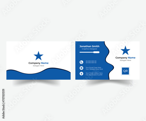 Simple, clean, minimal, professional, minimal, modern business card design template, Corporate business card design in professional style, Modern blue business card design template