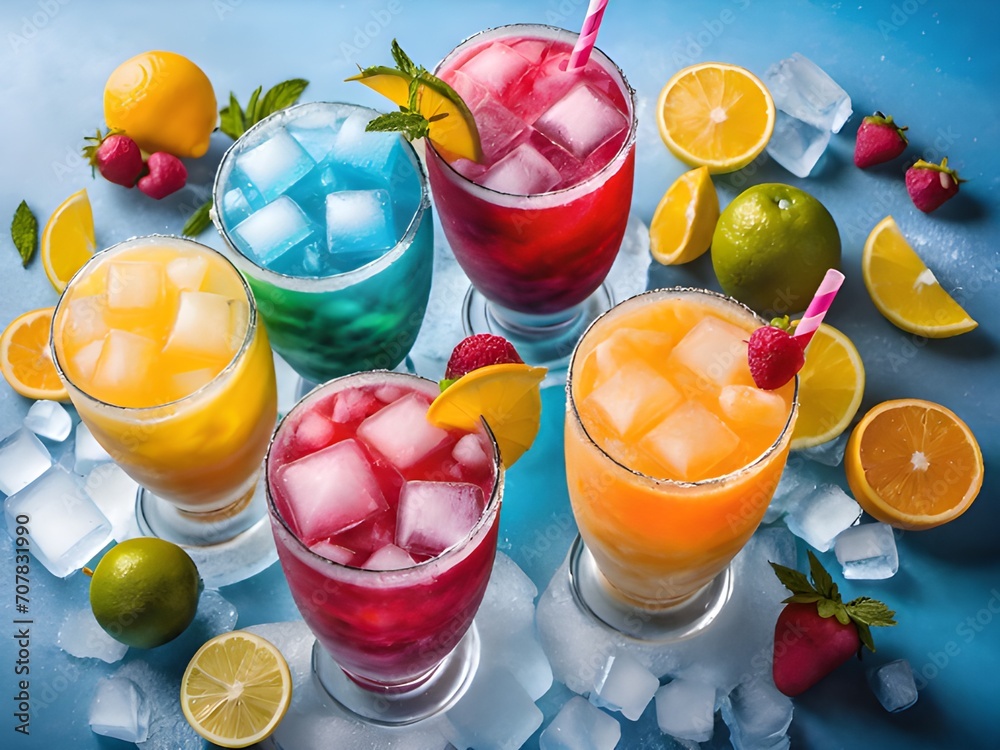 summer cocktail with fresh fruits