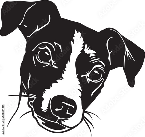 black and white illustration of a Jack Russell Terrier dog