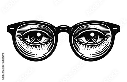 eyes with glasses sketch