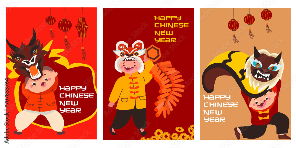 Hand drawn Chinese new year cards
