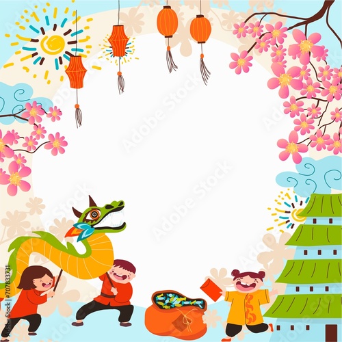 Hand drawn Chinese new year background