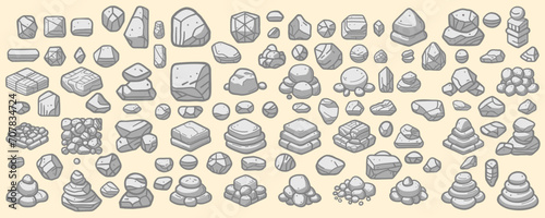 Illustration of a pile of stones, gravel, rock, granite