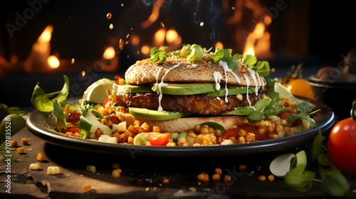 Vegan Burger with Quinoa, Chickpeas, Eggplant