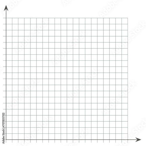 Grid paper. Mathematical graph. Cartesian coordinate system with x-axis, y-axis. Squared background with color lines. Geometric pattern for school, education. Lined blank on transparent background photo
