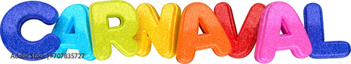 Carnaval texto 3D colorido português