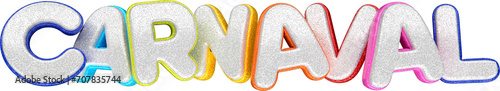 Carnaval texto 3D colorido português