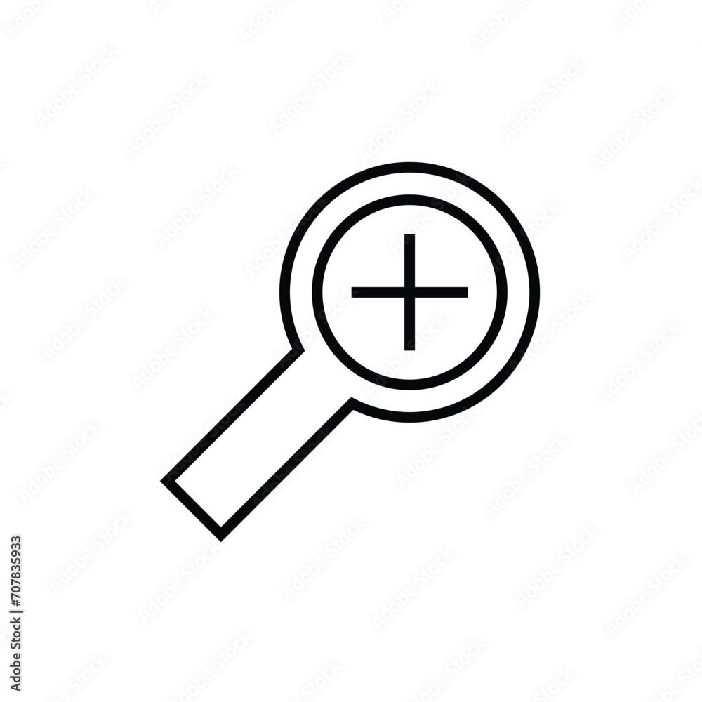 Zoom icon. Simple outline style. Magnify glass with add sign, find, focus, plus, positive, enlarge concept. Thin line symbol. Vector isolated on transparent background. SVG. Zoom icon. Simple outline style. Magnify glass with add sign, find, focus, plus, positive, enlarge concept. Thin line symbol. Vector isolated on transparent background. SVG.