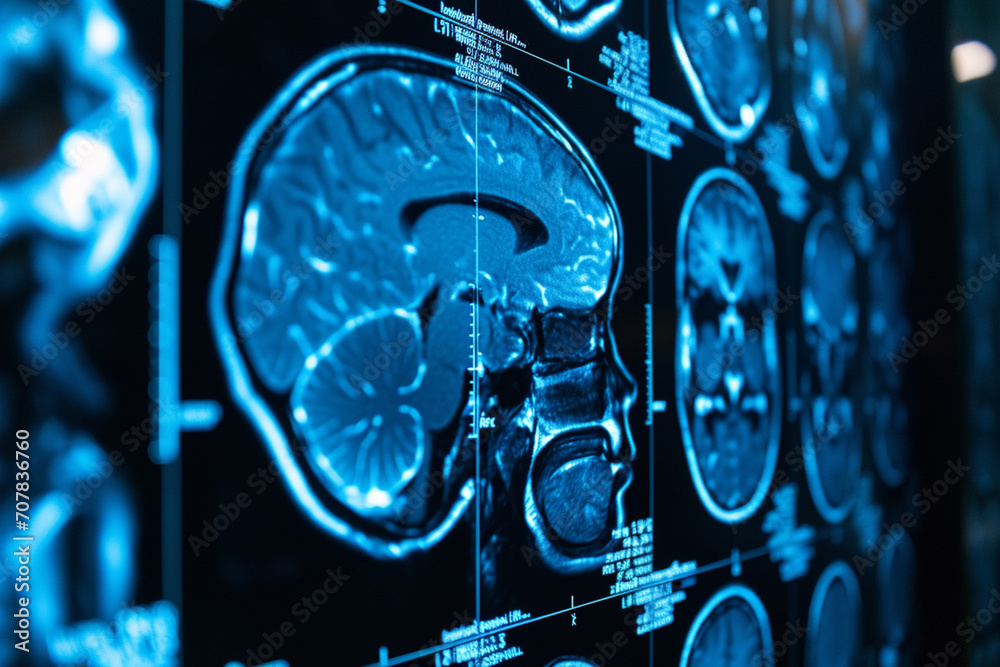 Fototapeta premium Brain MRI x-ray in the hospital. Diagnostics, and Medicine and health care concept