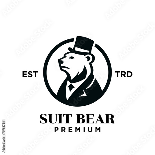 Bear Gentleman Vintage logo icon design