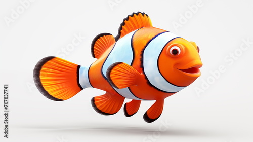 Clown fish smile isolated on white background. Cartoon style. AI Generative.