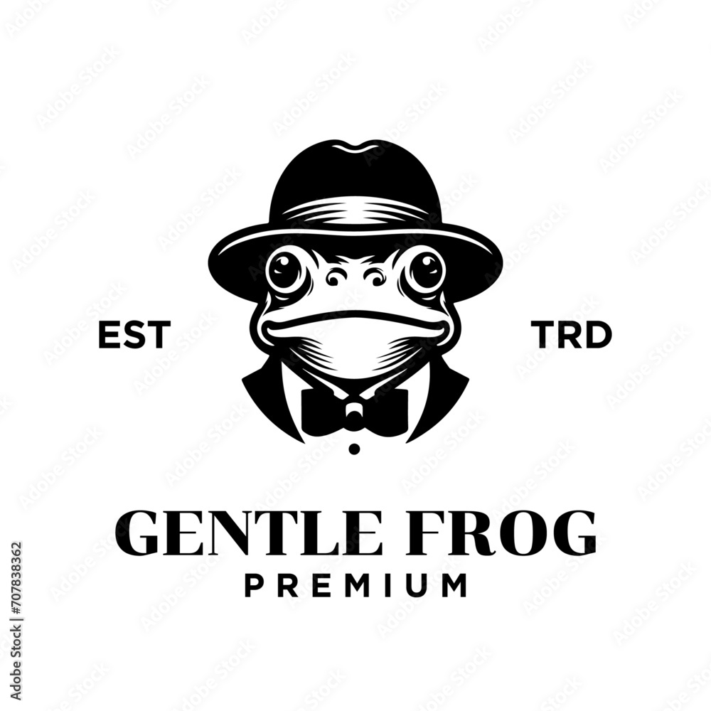 Frog Gentleman Vintage logo icon design template