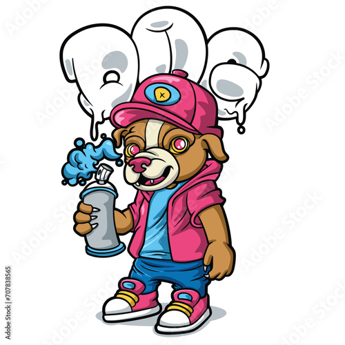 Cool Dog Streetwear Graffiti Cartoon illustration. Vector graphic for t-shirt prints, posters and other uses.