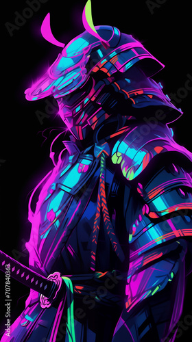 Hand drawn cartoon anime japanese samurai illustration
