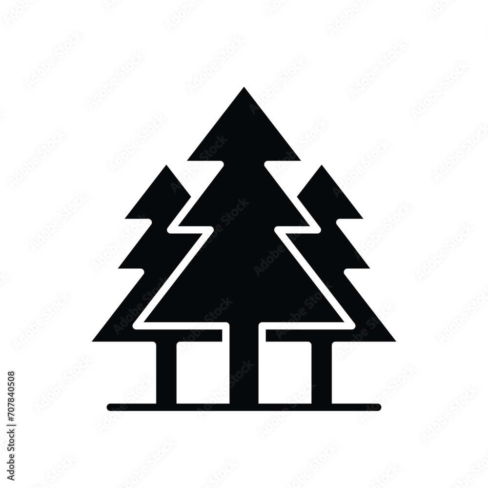 Pine tree icon. Simple solid style. Three trees, fir, evergreen, forest concept. Silhouette, glyph symbol. Vector illustration isolated. Pine tree icon. Simple solid style. Three trees, fir, evergreen, forest concept. Silhouette, glyph symbol. Vector illustration isolated.