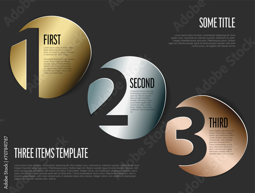 Golden silver and bronze label steps position tags