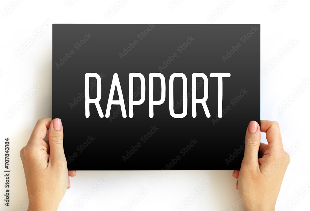 Rapport text on card, concept background Rapport text on card, concept background