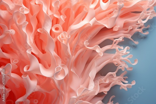 Coral background image for design or product presentation  with a play of light and shadow  in light blue tones 