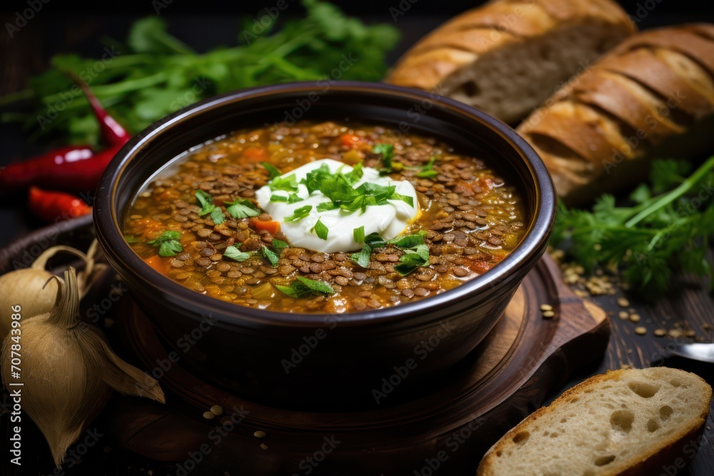 homemade lentils hot soup winter comfort vegan food