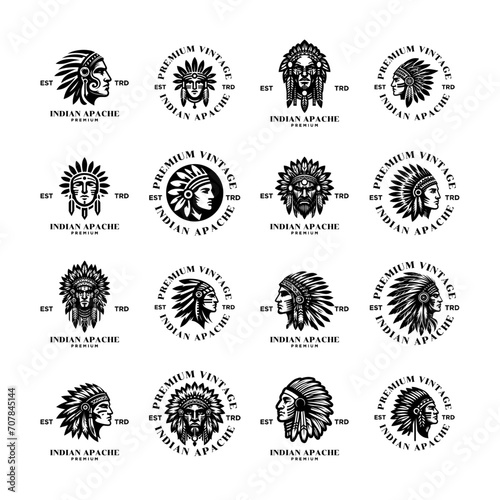 Indian Apache tribe logo icon design