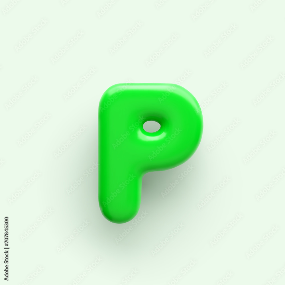 3D Green letter P with a glossy surface on a light background . 3D Green letter P with a glossy surface on a light background .