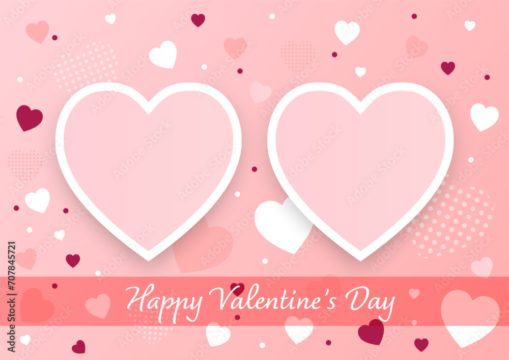 Vector illustration background, two big hearts with group of different style heart shapes, theme of love or valentine