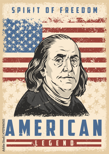 Benjamin Franklin colorful vintage poster