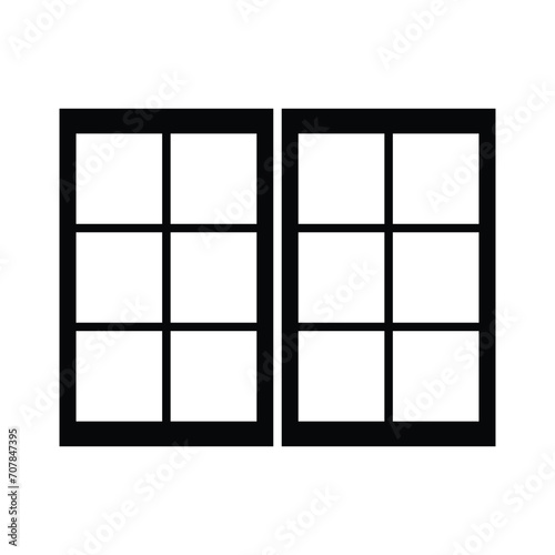 Window icon. Simple solid style. Double, window frame, square, close, room, house, home interior concept. Silhouette, glyph symbol. Vector illustration isolated.