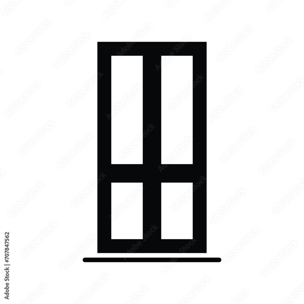 Window icon. Simple solid style. Window frame, square, construction, room, house, home interior concept. Silhouette, glyph symbol. Vector illustration isolated. Window icon. Simple solid style. Window frame, square, construction, room, house, home interior concept. Silhouette, glyph symbol. Vector illustration isolated.
