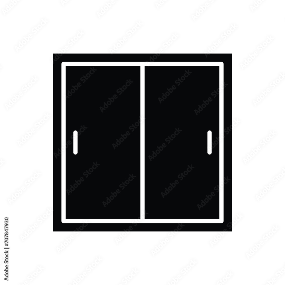 Glazed window icon. Simple solid style. Double glazing, window frame, room, house, home interior concept. Silhouette, glyph symbol. Vector illustration isolated. Glazed window icon. Simple solid style. Double glazing, window frame, room, house, home interior concept. Silhouette, glyph symbol. Vector illustration isolated.