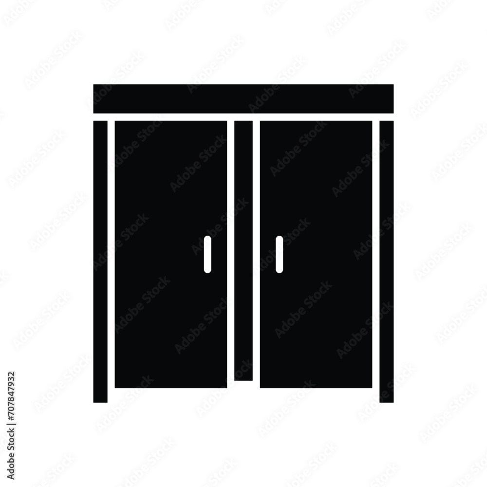 Sliding door icon. Simple solid style. Slide, door, entrance, construction, room, house, home interior concept. Silhouette, glyph symbol. Vector illustration isolated. Sliding door icon. Simple solid style. Slide, door, entrance, construction, room, house, home interior concept. Silhouette, glyph symbol. Vector illustration isolated.