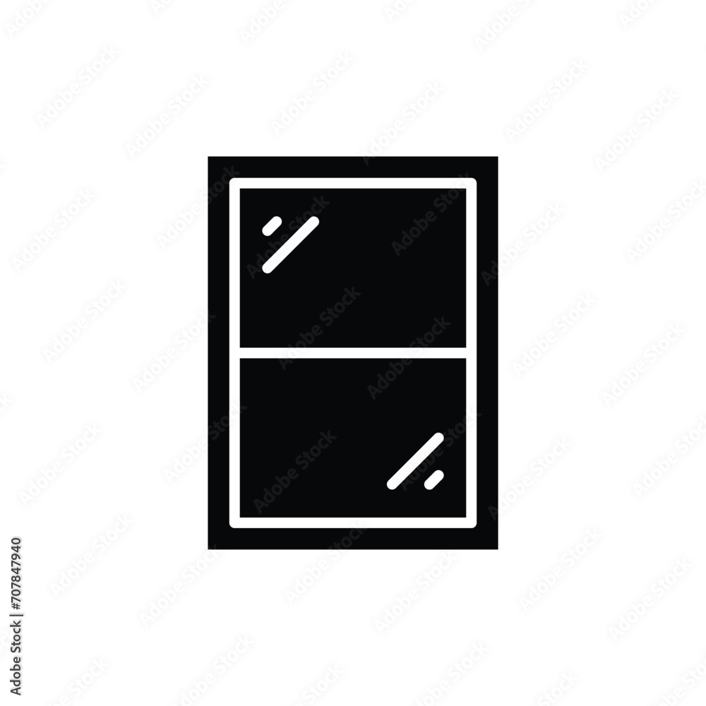 Glazed window icon. Simple solid style. Double glazing, window frame, room, house, home interior concept. Silhouette, glyph symbol. Vector illustration isolated. Glazed window icon. Simple solid style. Double glazing, window frame, room, house, home interior concept. Silhouette, glyph symbol. Vector illustration isolated.