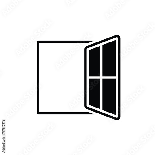 Window icon. Simple solid style. Window open, frame, square, glass, construction, room, house, home interior concept. Silhouette, glyph symbol. Vector illustration isolated.