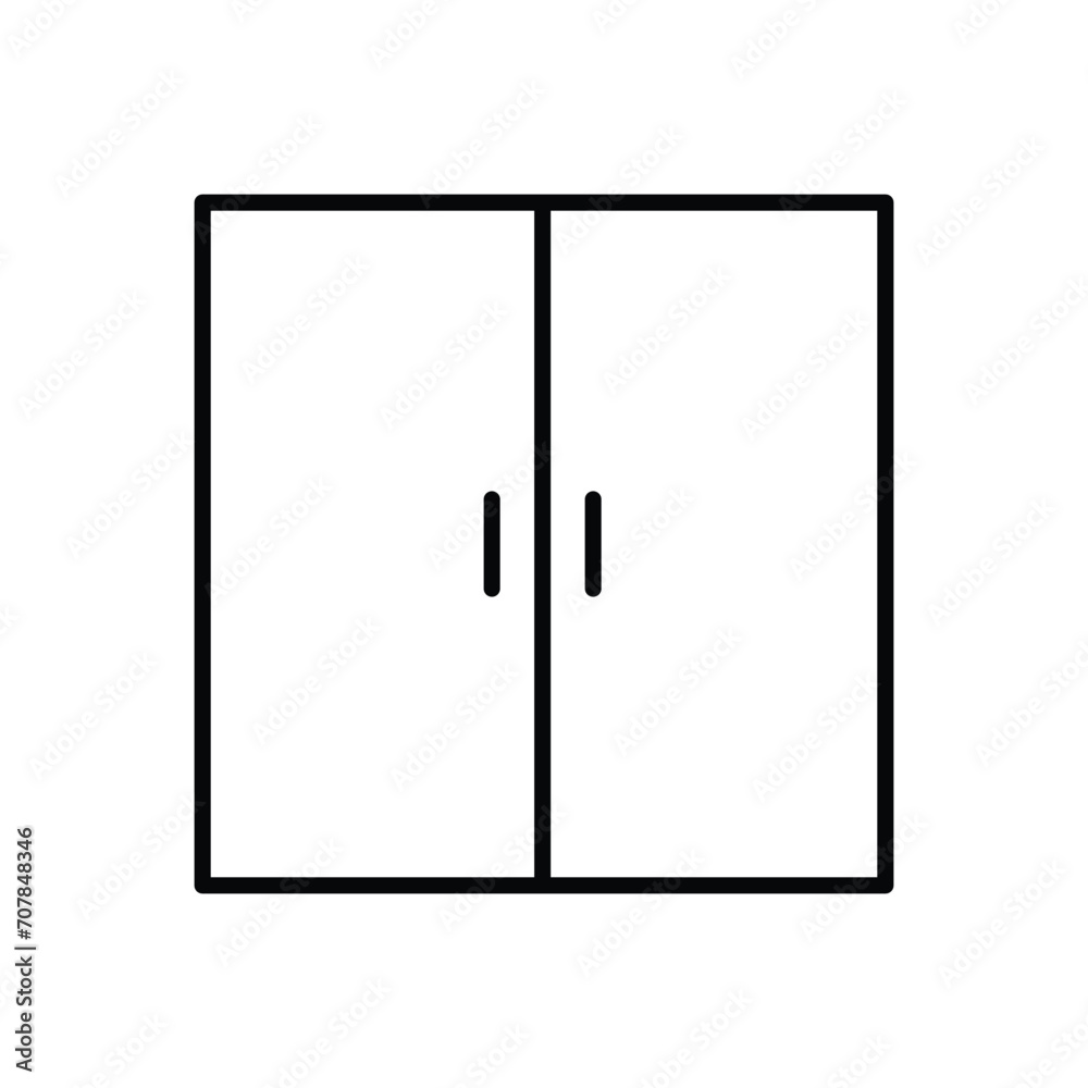Double doors icon. Simple outline style. Door, close, enter, exit, entrance, front, doorway, house, home interior concept. Thin line symbol. Vector illustration isolated.
