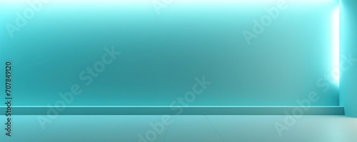 Cyan background image for design or product presentation, with a play of light and shadow, in light blue tones 