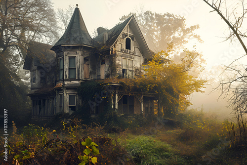 Old forgotten house sitting alone among trees