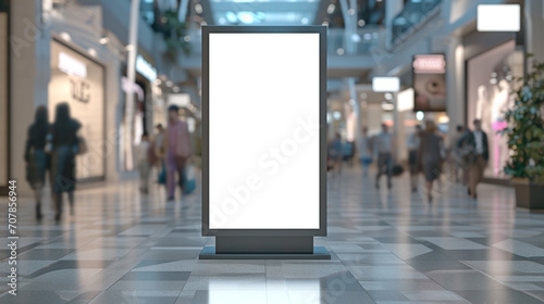 Department store with blank space board for service and product advertisement. Created using generative AI. photo