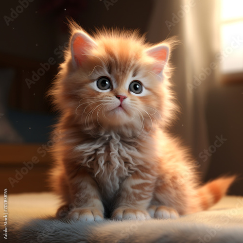 Hyper-realistic adorable cute baby cat