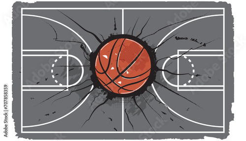 ball that cracks the basketball court