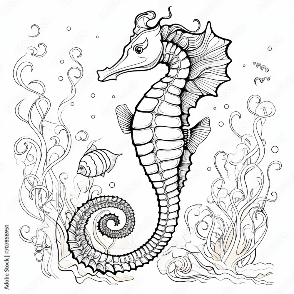 Fototapeta premium seahorse coloring page