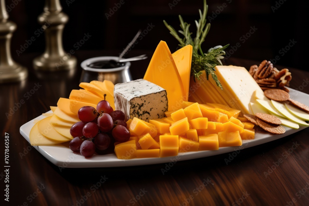 cheddar and roquefort on cheese plate served on wooden board isolated on black background cheddar and roquefort on cheese plate served on wooden board isolated on black background