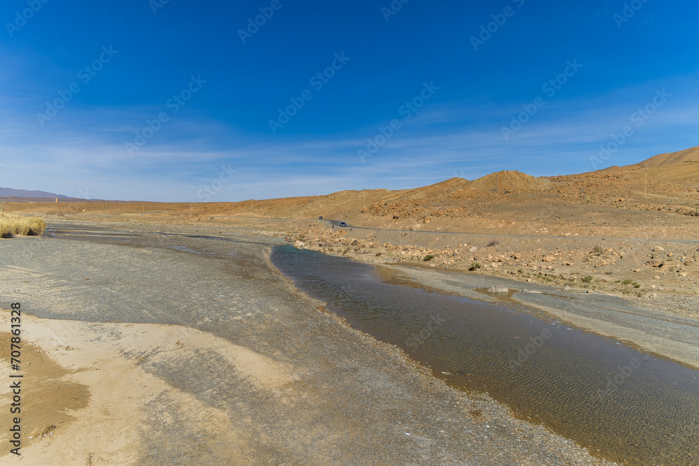 River in the Atlas mountain -Ziz valley .Morocco.
