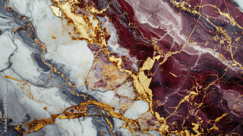 Fototapeta premium Luxury abstract marble background with beautiful combination of burgundy and gold