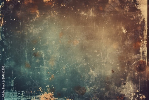 Vintage distressed old photo light leaks background with copy space. Generative AI. photo